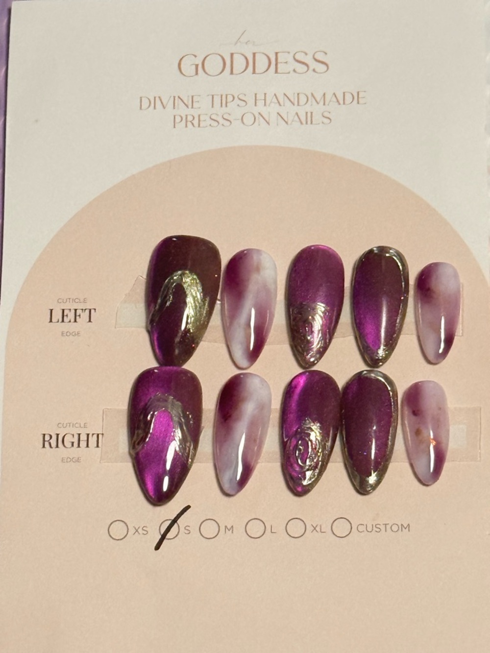 Goddess Handcrafted Metallic Purple & Marble Press-On Nails